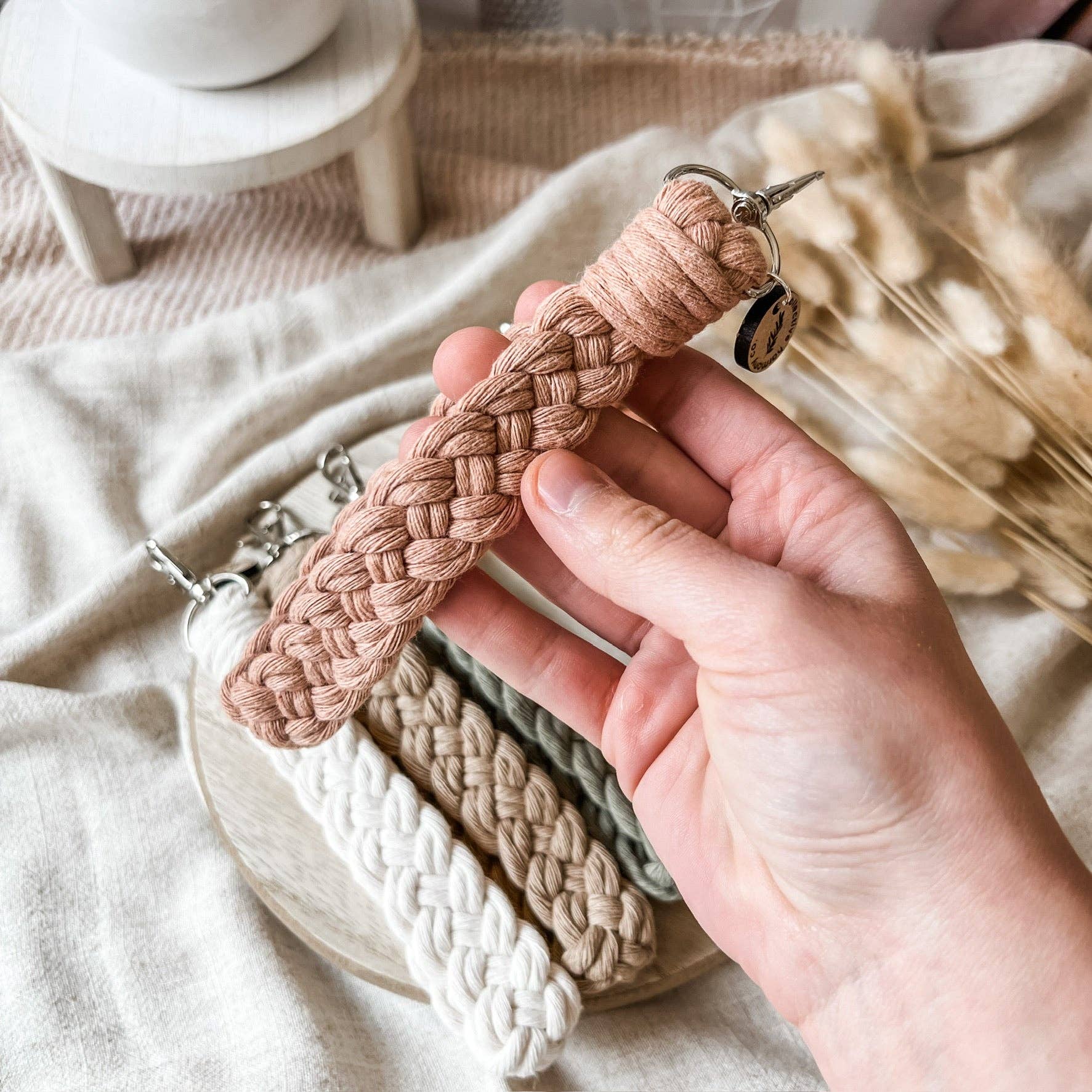 Braided macrame wristlet