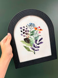 Watercolor Botanical Bouquet in Black Arch Frame