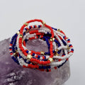 Patriotic Star Beaded Stretch Bracelet - Set Of 14
