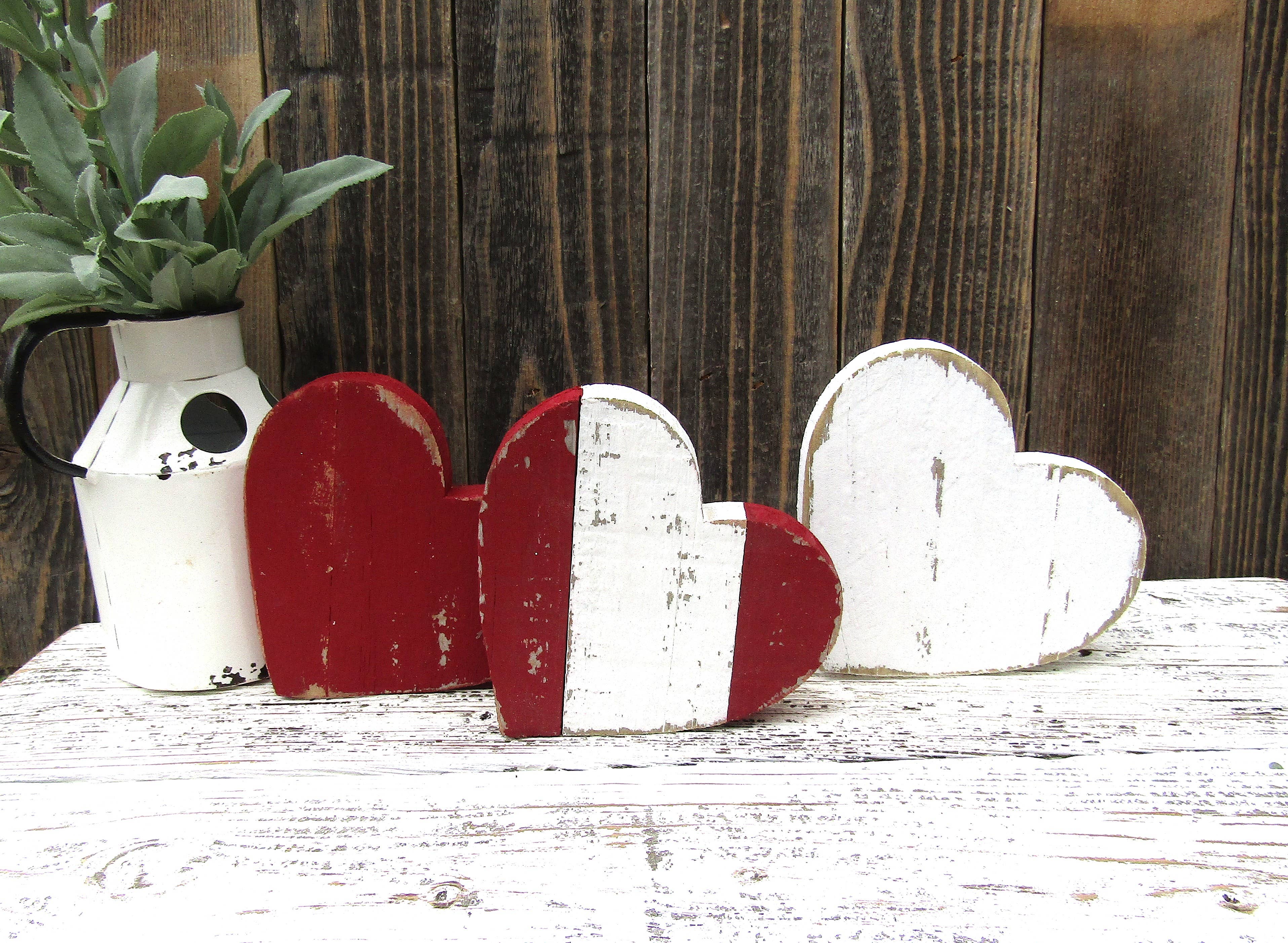 Rustic Distressed Valentine Heart Shelf Sitter