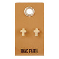 Leather Tag Earrings - Cross