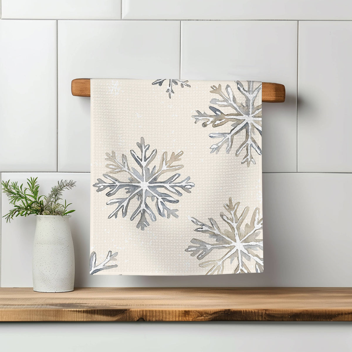 Christmas Coast Snowflake Kitchen Towel Waffle Holiday Decor
