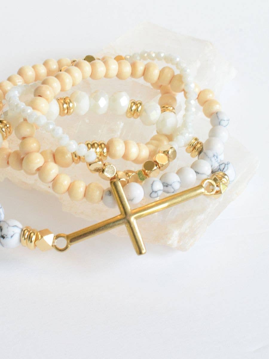 Gold Cross Bracelet set – Christian Faith, Jewelry Gift, God