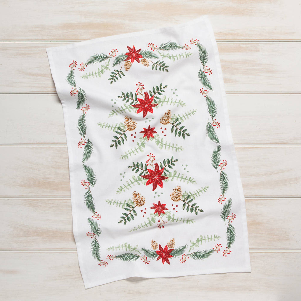 Poinsettia Christmas Dishtowel