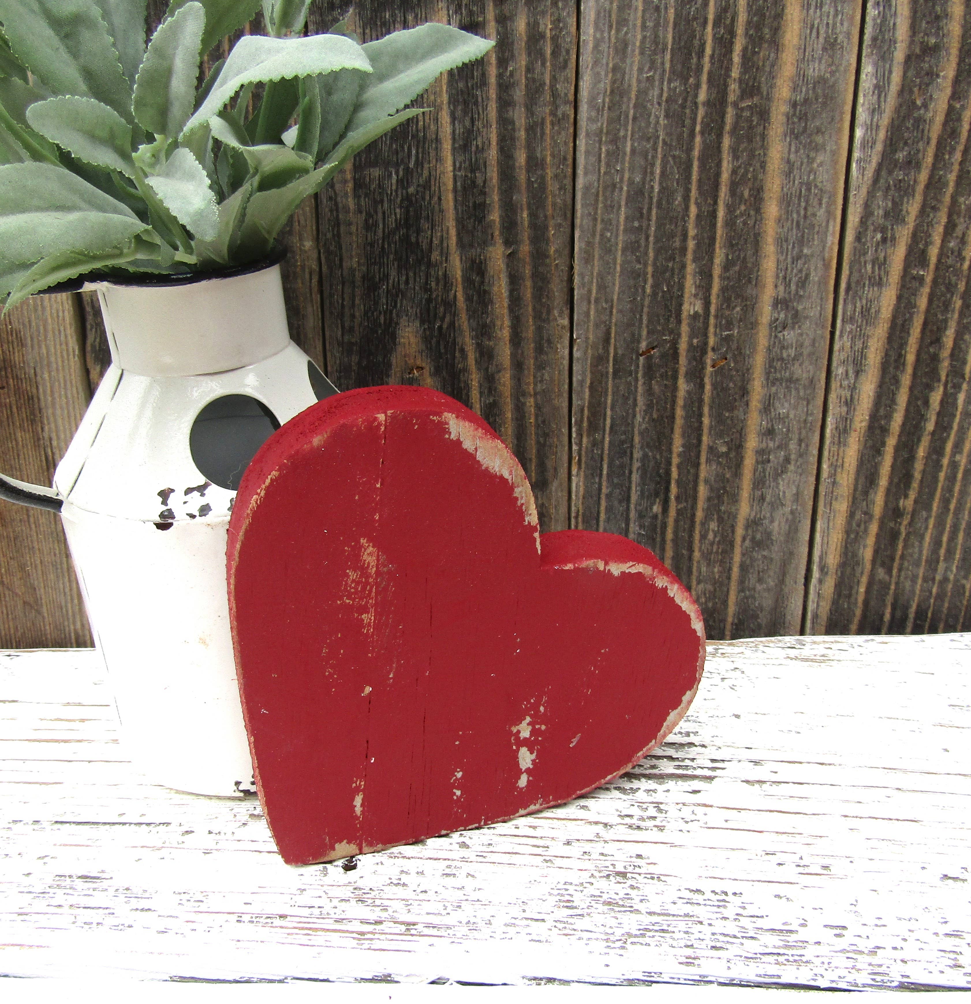 Rustic Distressed Valentine Heart Shelf Sitter