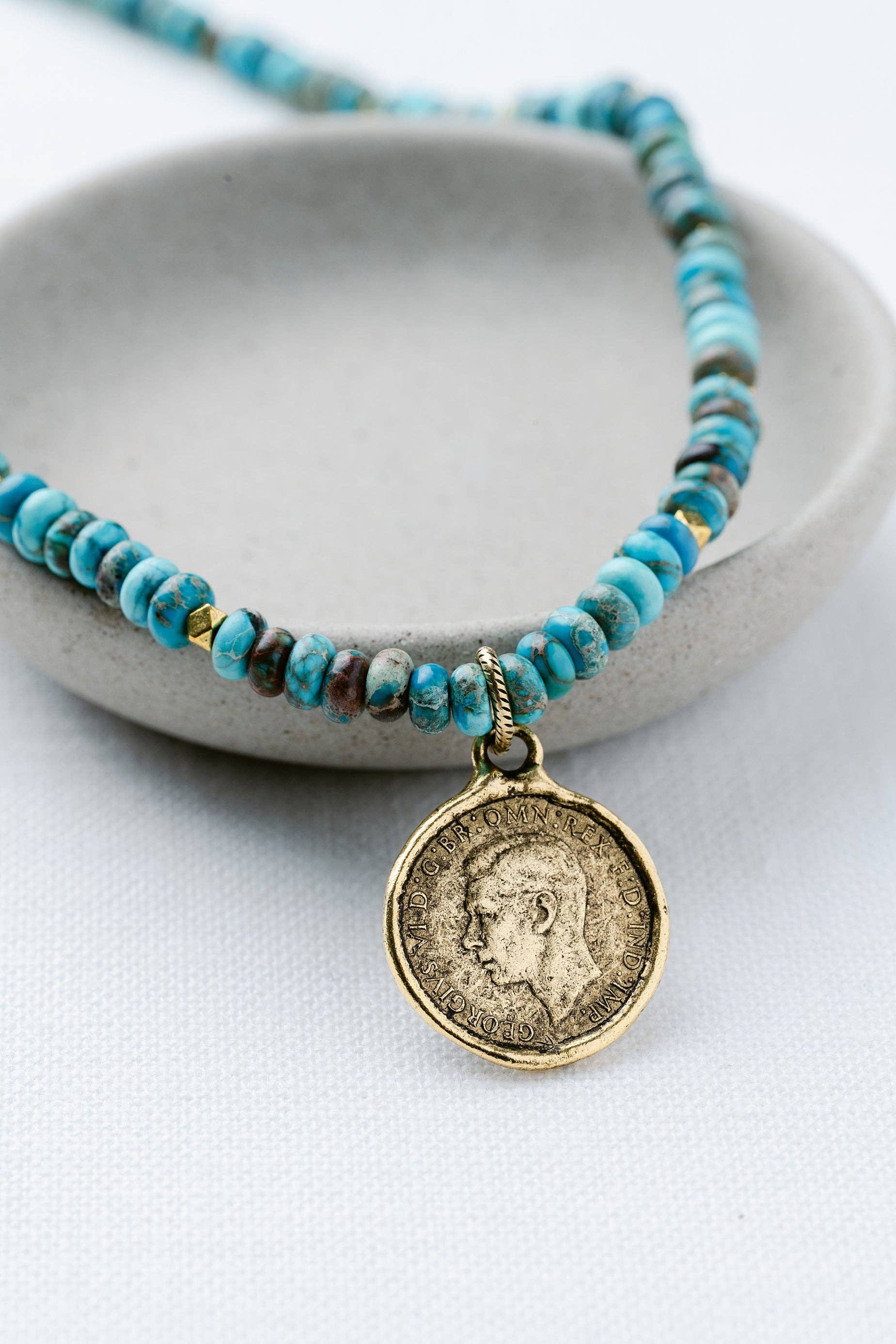 Token Beaded Coin Necklace