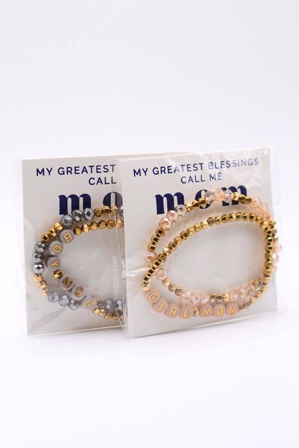 Girl Mom Bracelet Set – Mother Gift, Motherhood Jewelry