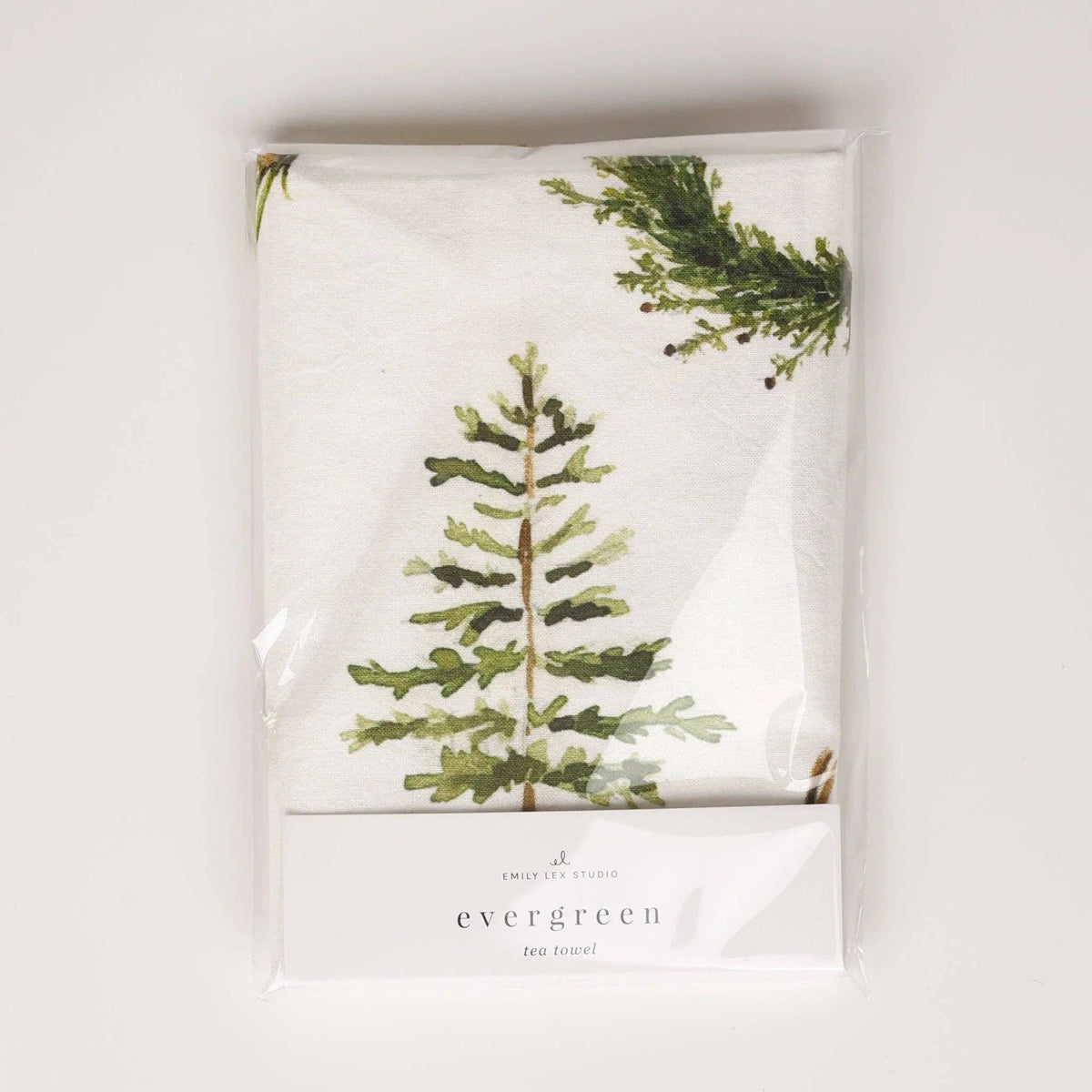 Evergreen christmas cotton flour sack tea towel