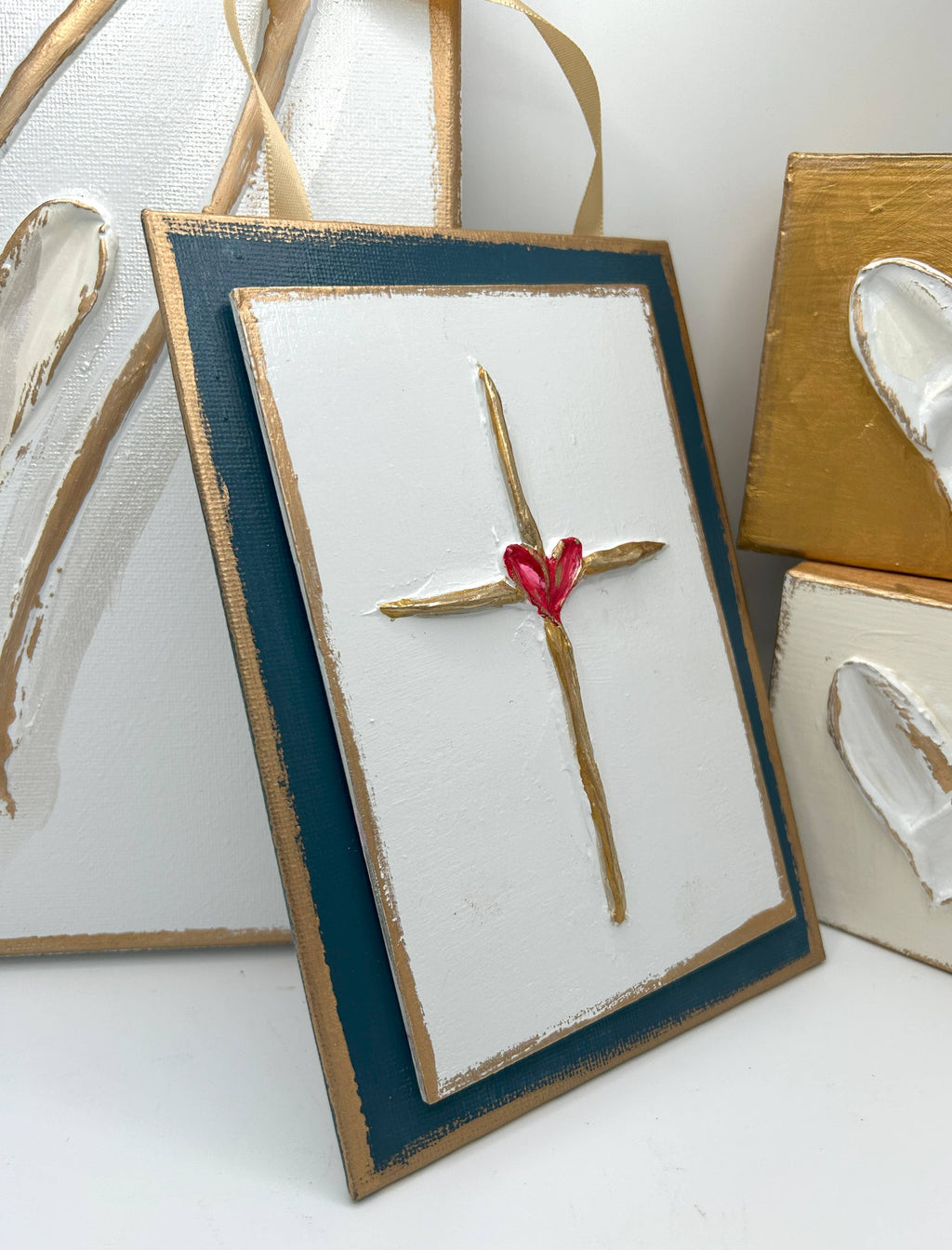 Cross with heart panel | divine mercy Valentine Easter love