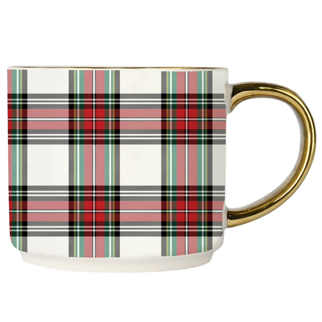 White Plaid Coffee Mug