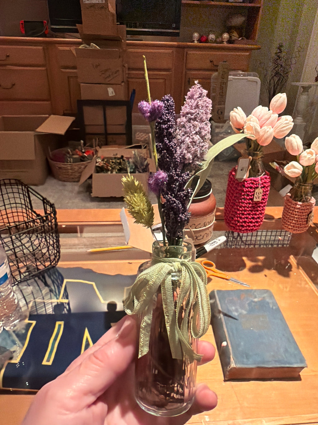 Lavender & Wildflower Bouquet in Decorative Glass Vase