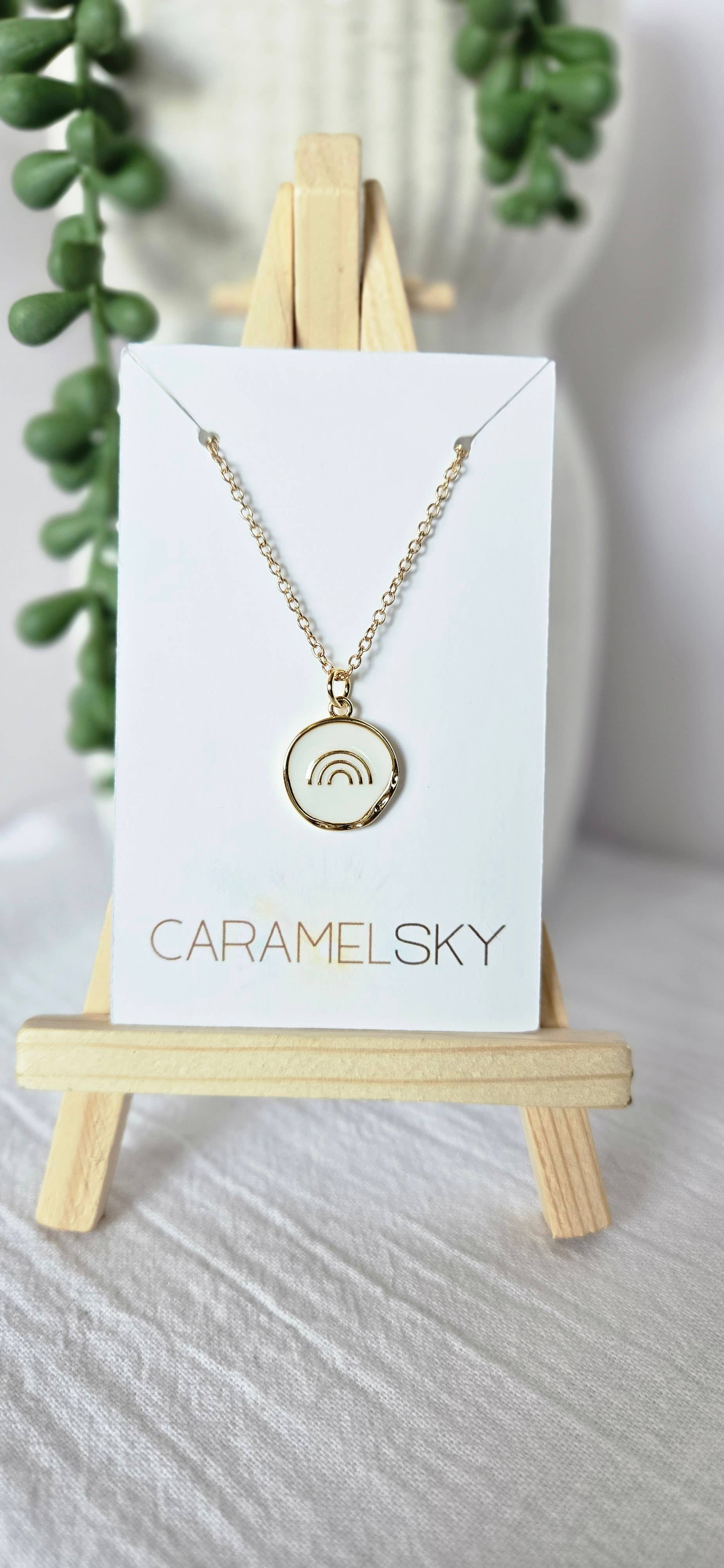 18K Gold Plated Rainbow Pendant Necklace