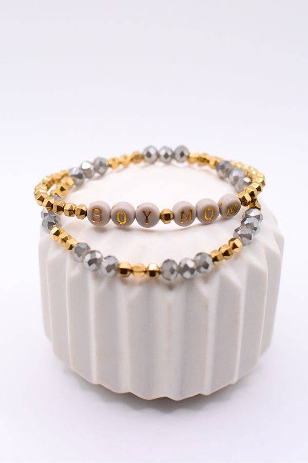 Boy Mom Bracelet Set – Mothers Gift, motherhood jewelry