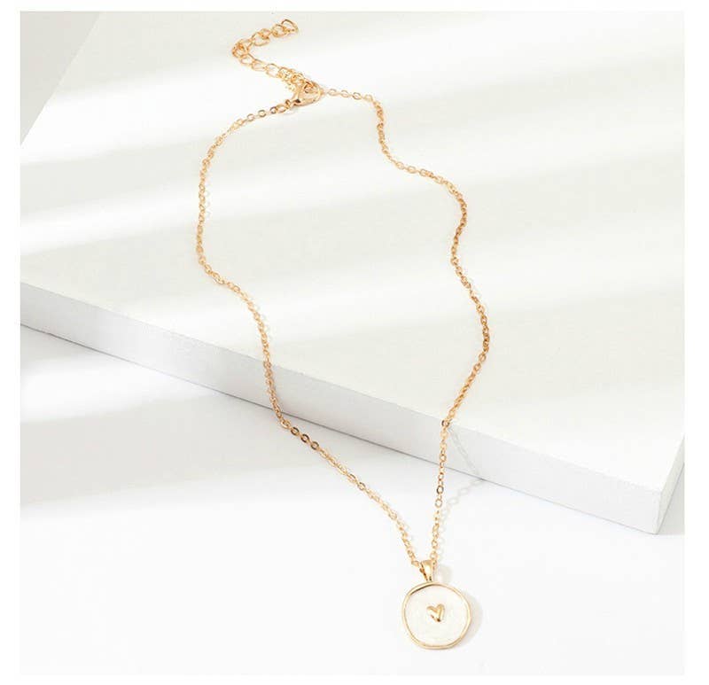 Gold Heart on White Enamel