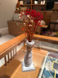 Rustic Mini Bud Vase with Dried Flowers | Farmhouse Distressed Wooden Vase & Babys Breath
