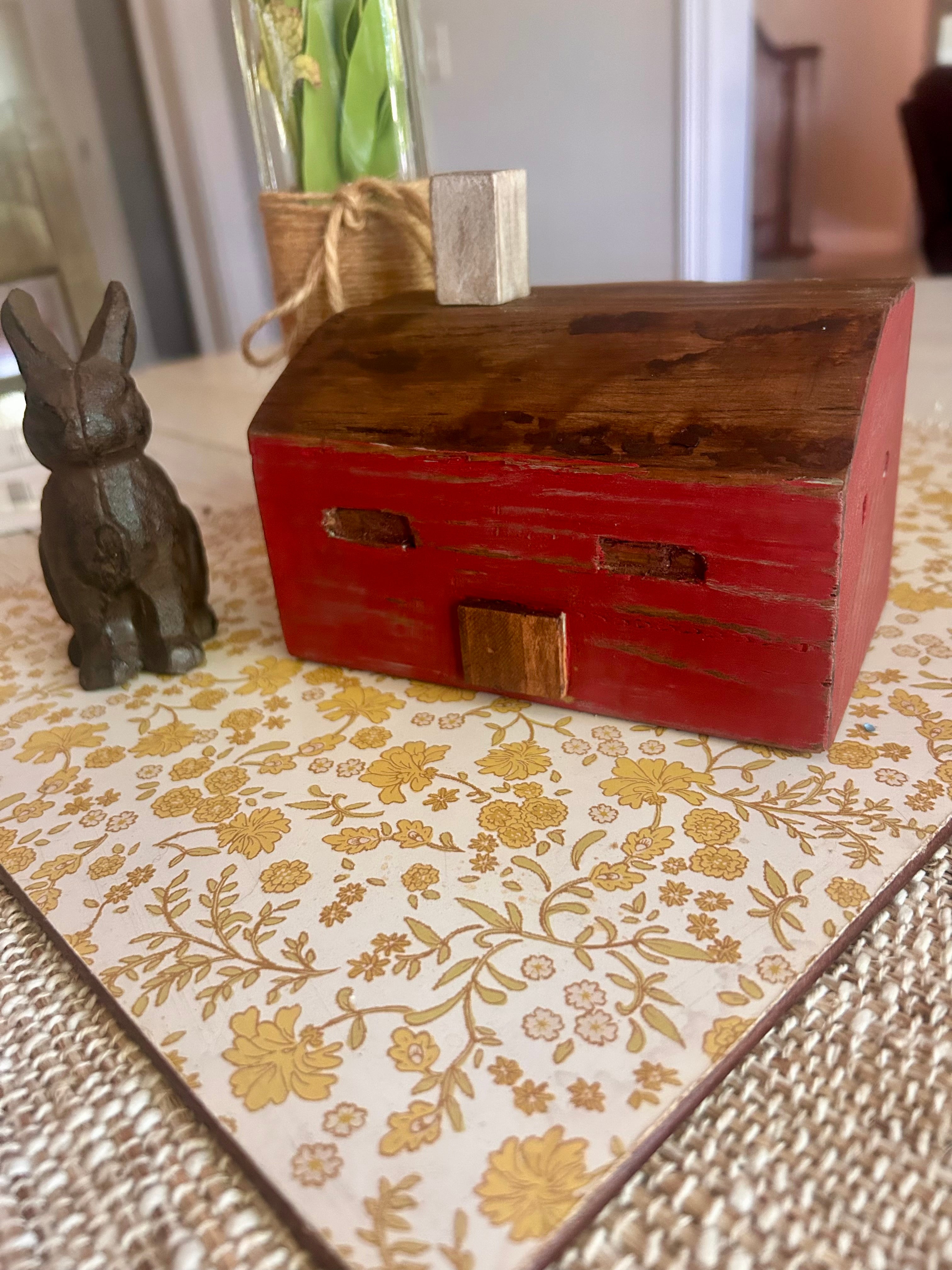 Rustic Distressed Red Wooden Cabin