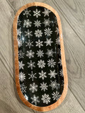 Black Snowflake Mango Wood Tray