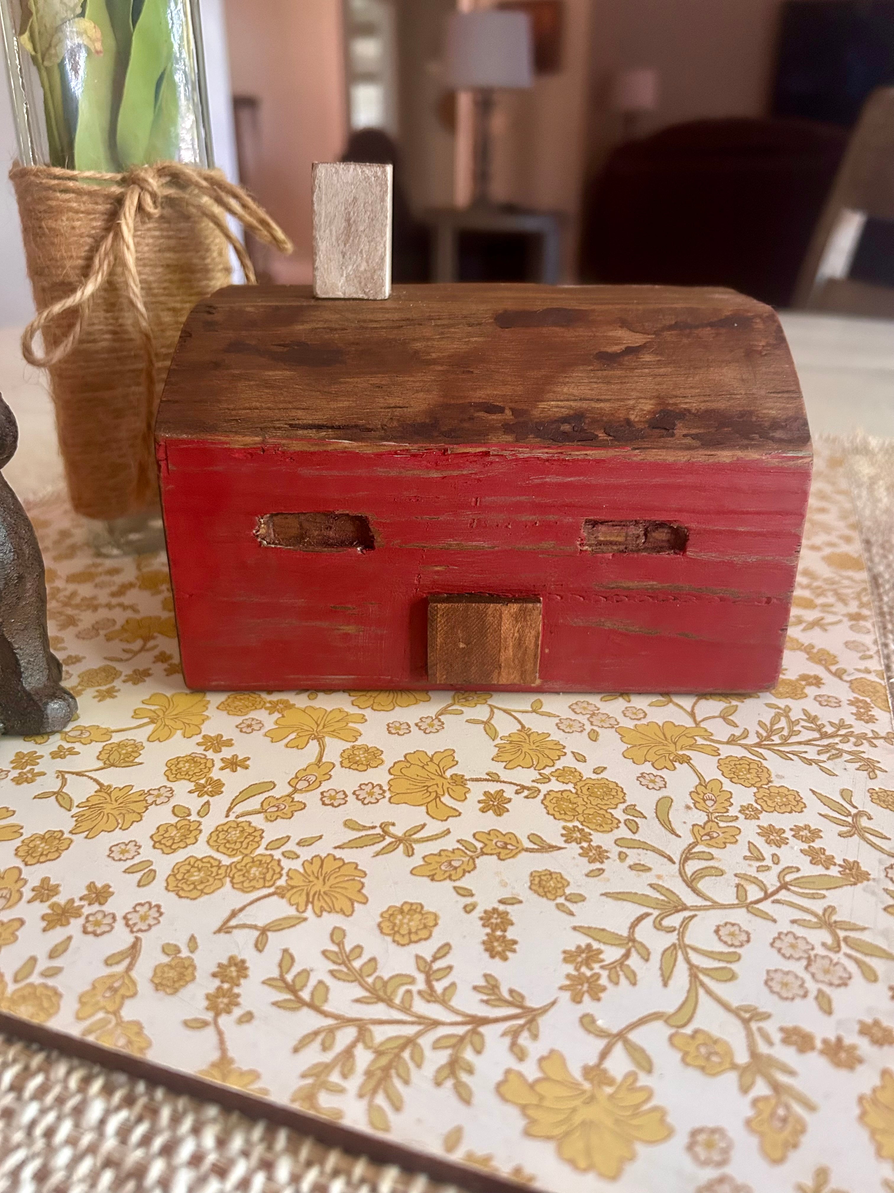 Rustic Distressed Red Wooden Cabin