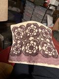 Large cosmetic bag with hand sewn doily decor