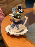 Mini pitcher with blue decor and button flowers