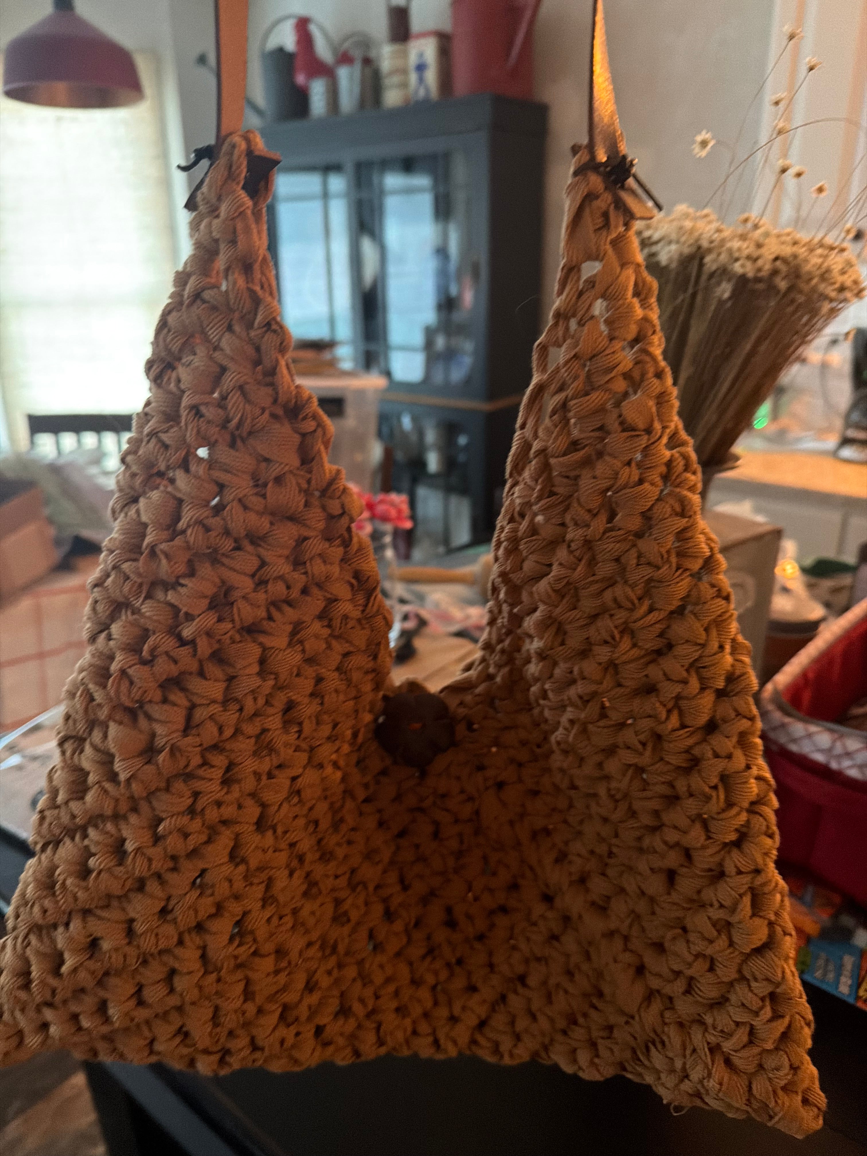Handmade crocheted purse with leather strap - made to order