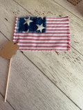 Rustic Patriotic Fabric Flag on Dowel - star fabric