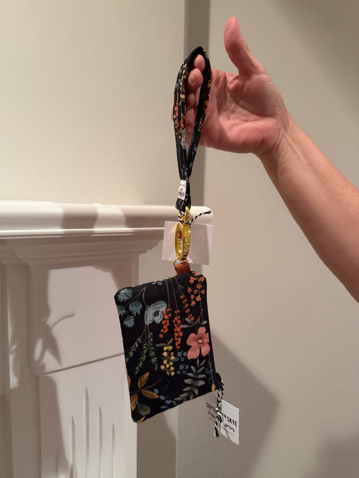 Handmade Botanical Floral Wristlet Set – Key Fob & Zip Pouch