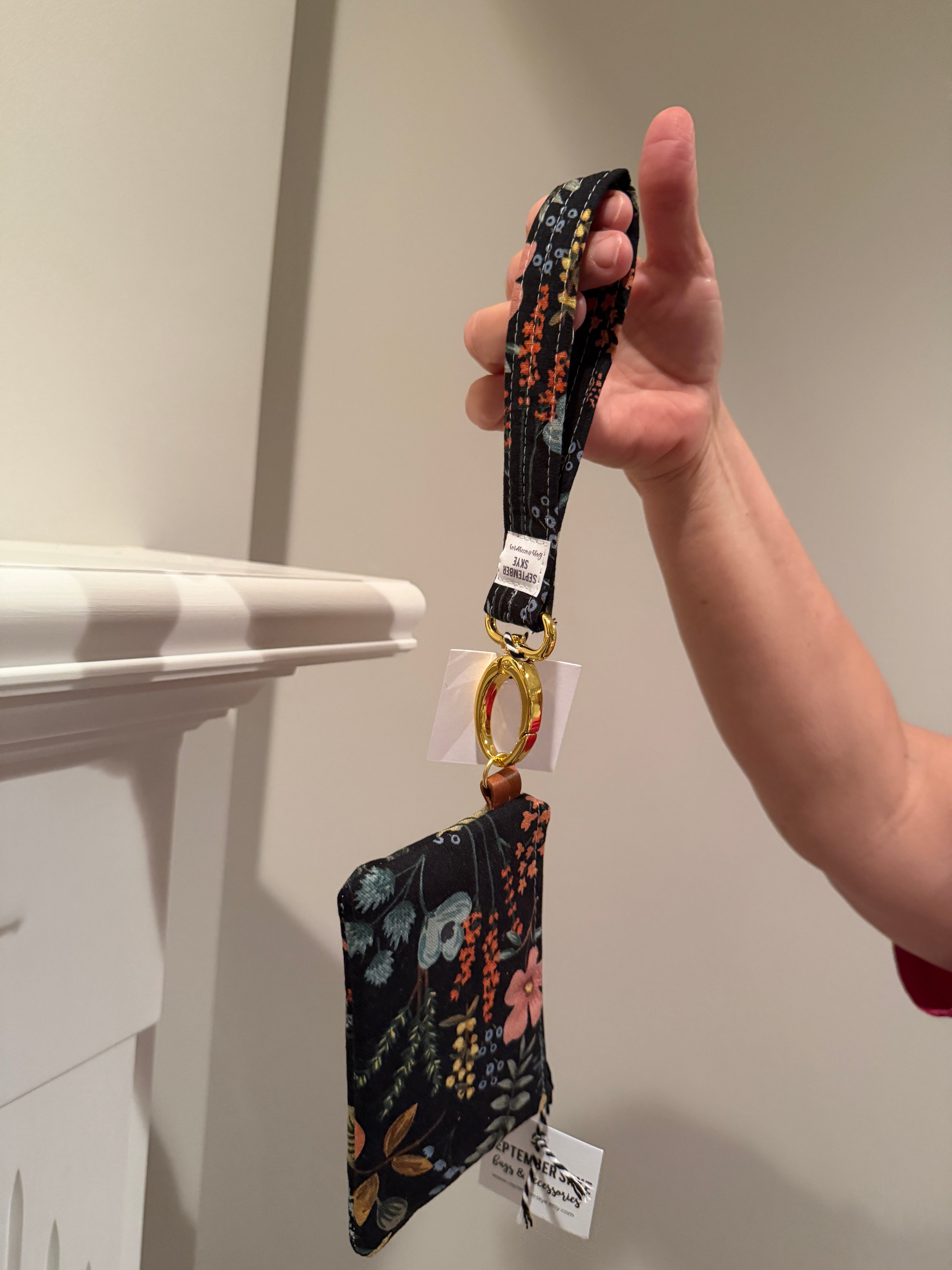 Handmade Botanical Floral Wristlet Set – Key Fob & Zip Pouch