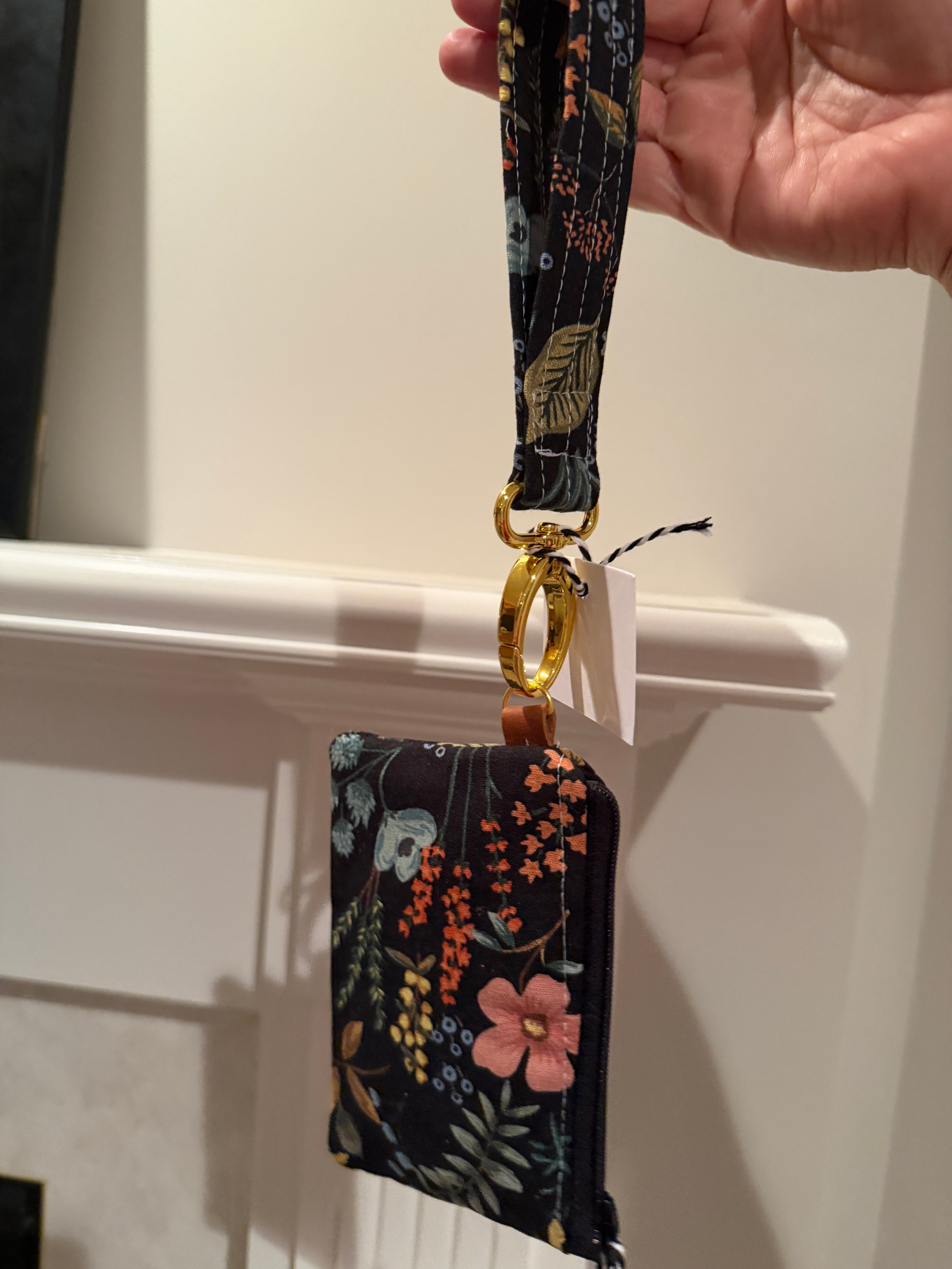 Handmade Botanical Floral Wristlet Set – Key Fob & Zip Pouch
