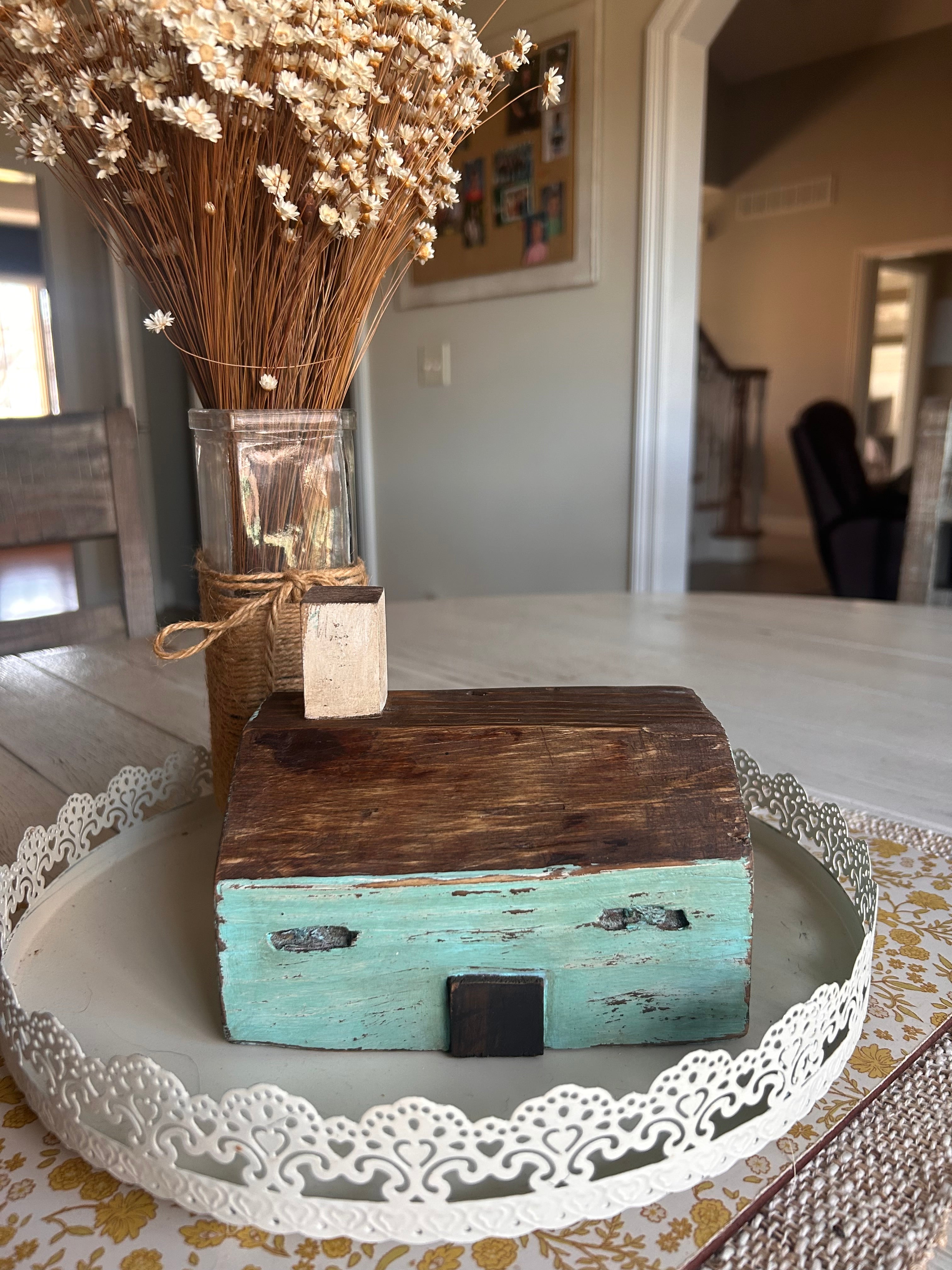 Rustic Distressed Blue Wooden Cabin