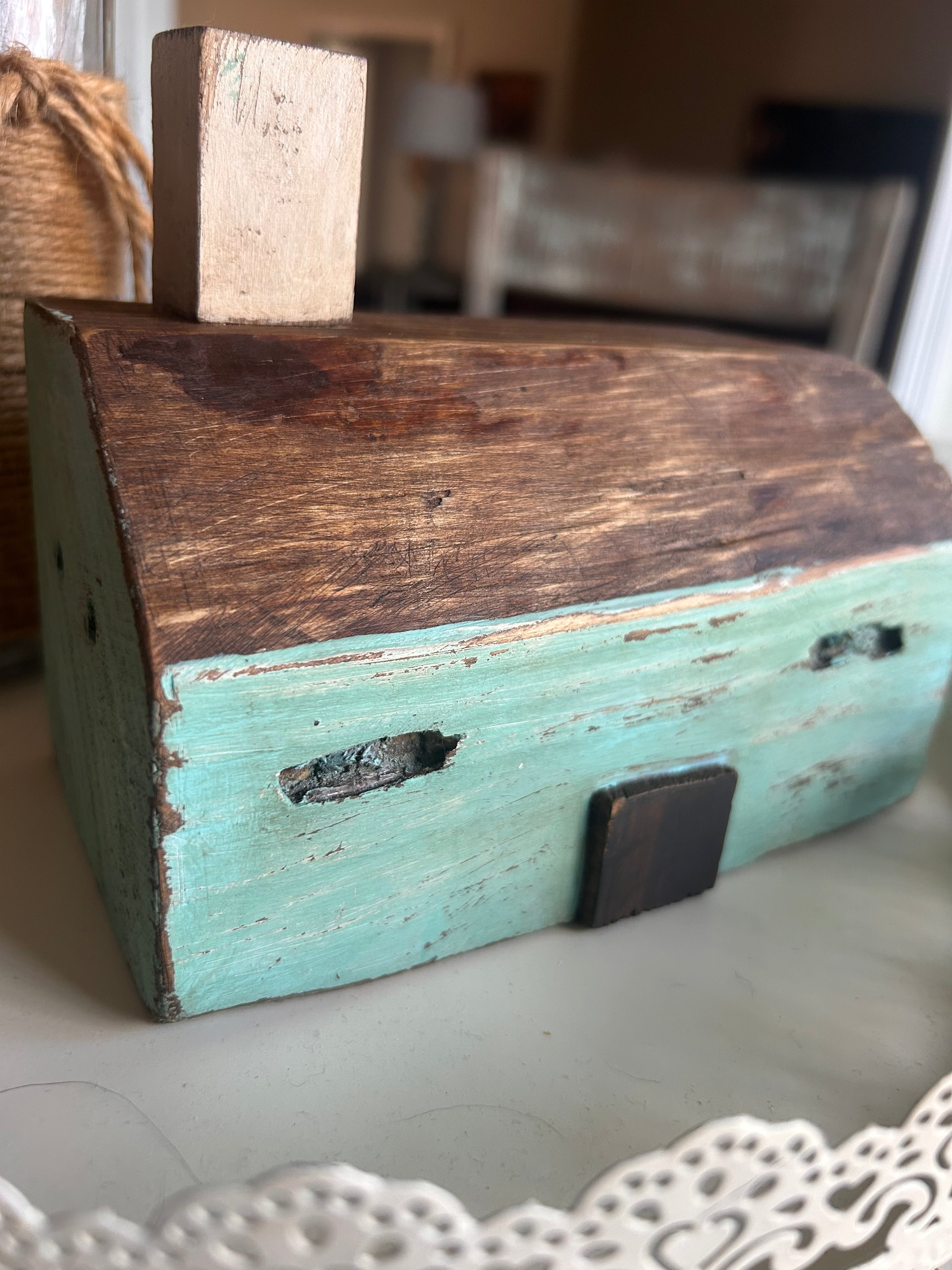 Rustic Distressed Blue Wooden Cabin