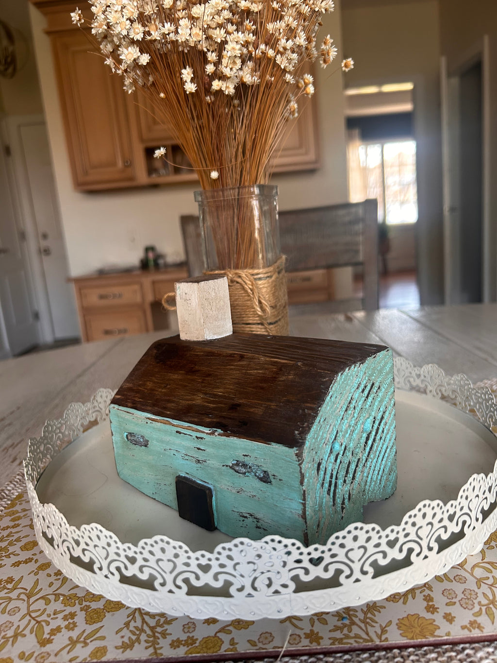 Rustic Distressed Blue Wooden Cabin