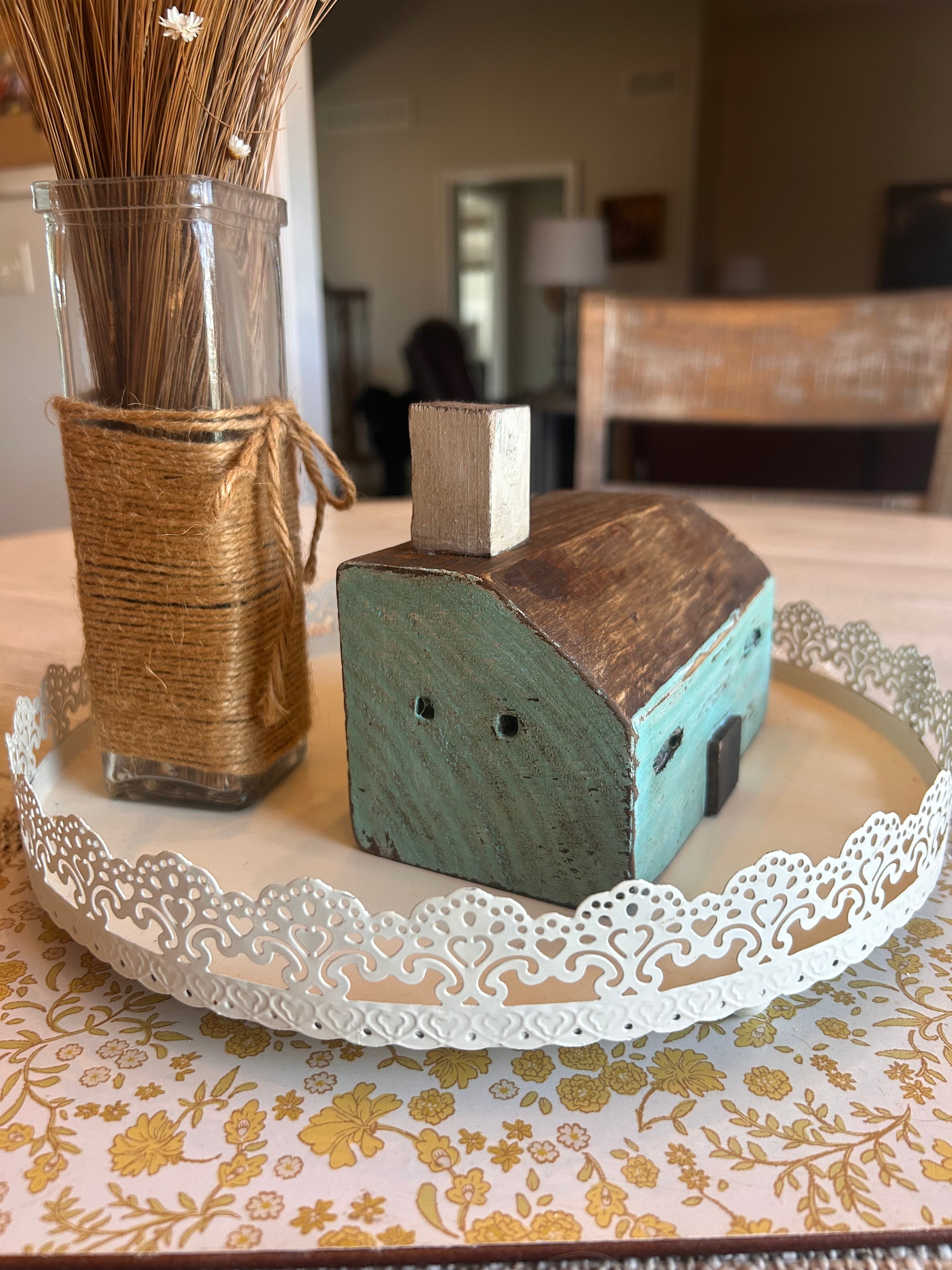 Rustic Distressed Blue Wooden Cabin