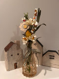 Shabby-Chic Wildflower Bud Vase with Bird & Lace Accents