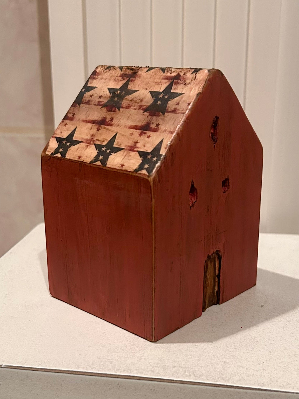 Rustic Distressed Farmhouse Wooded House - Red