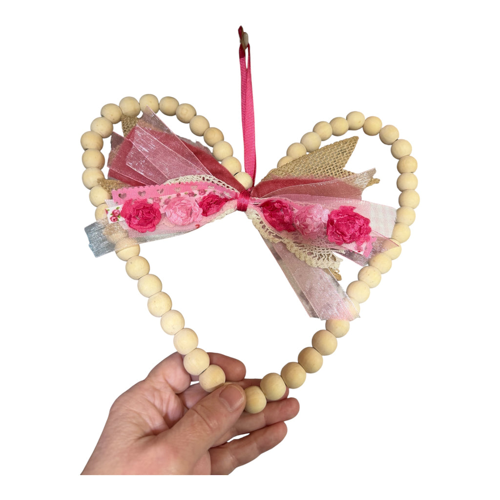 Boho-Chic Beaded Heart Wreath