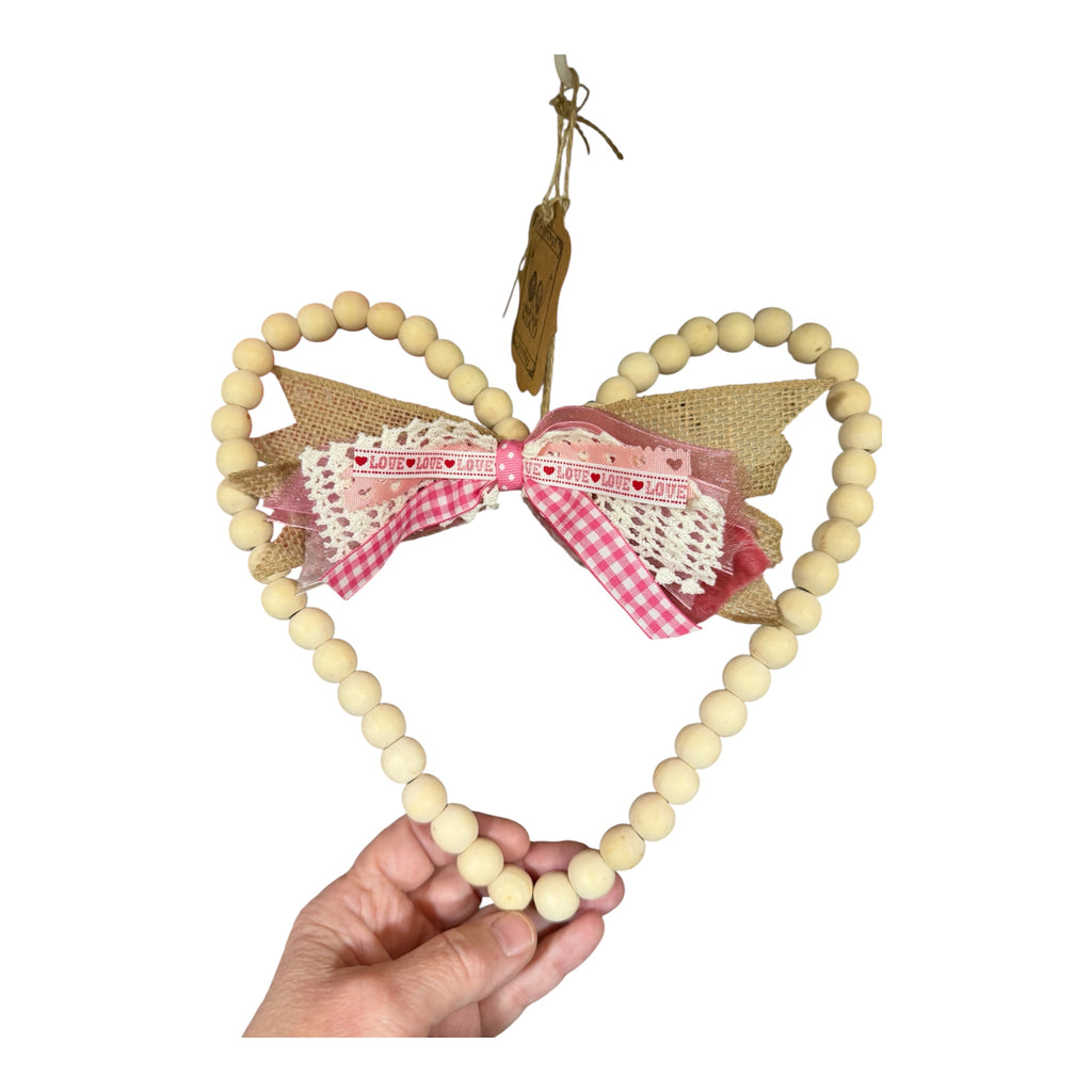 Boho-Chic Beaded Heart Wreath