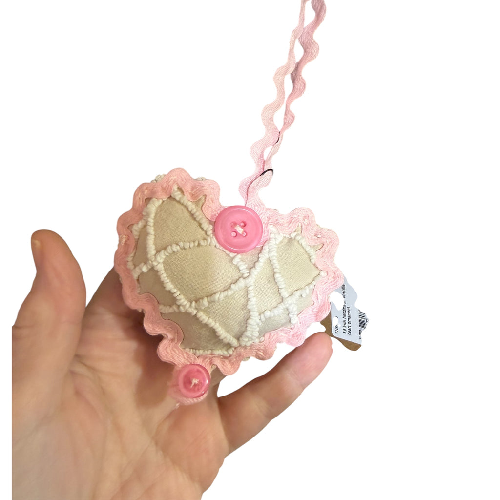 Hand sewn Vintage chenille heart ornaments/bowl fillers