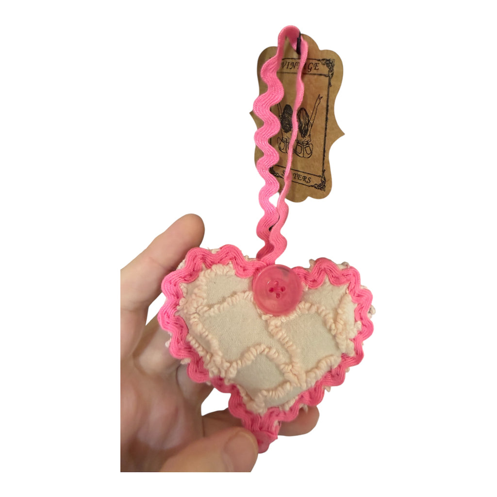 Hand sewn Vintage chenille heart ornaments/bowl fillers