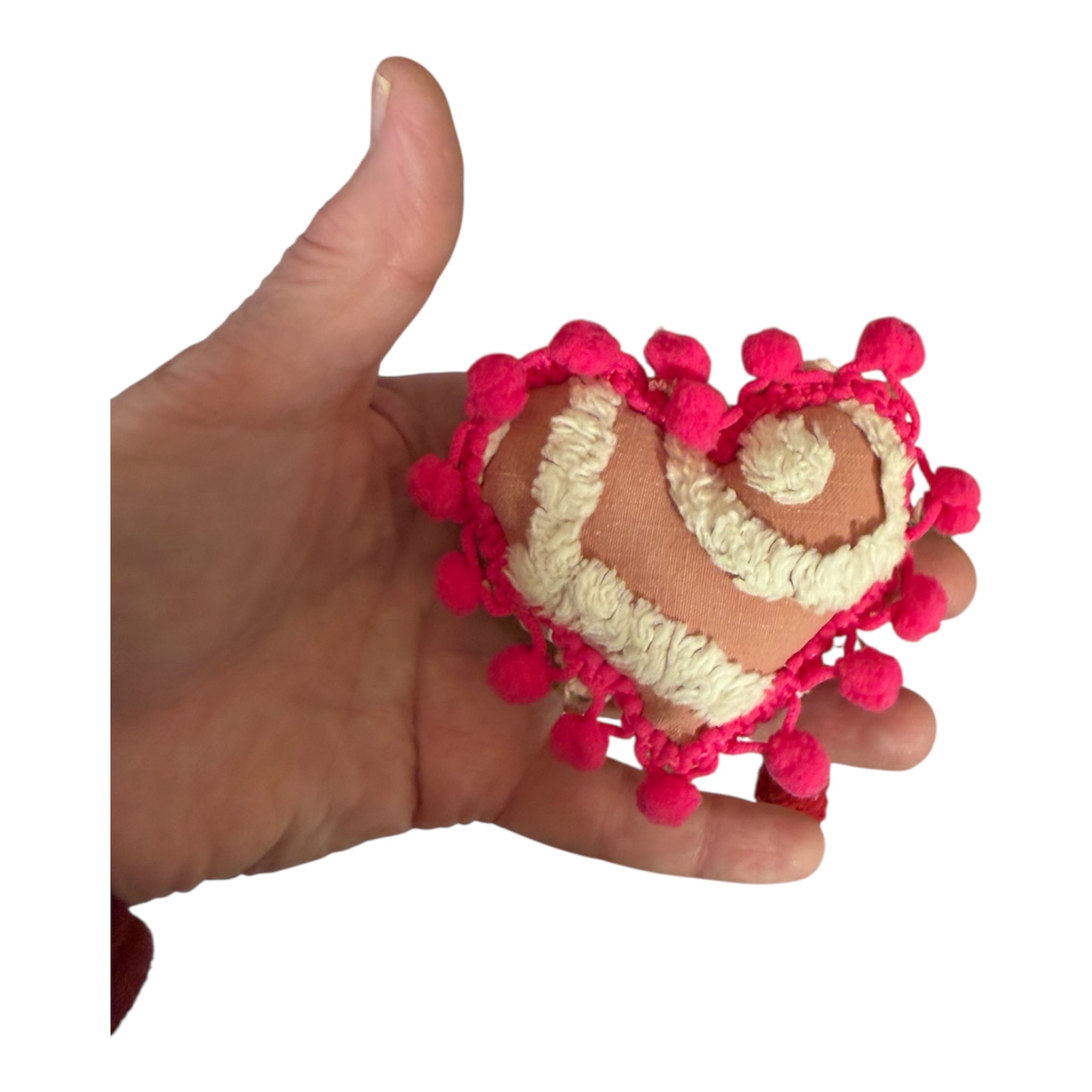 Hand sewn Vintage chenille heart ornaments/bowl fillers