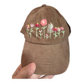 Hand Embroidered Women's corduroy criss cross high pony ball cap - taupe