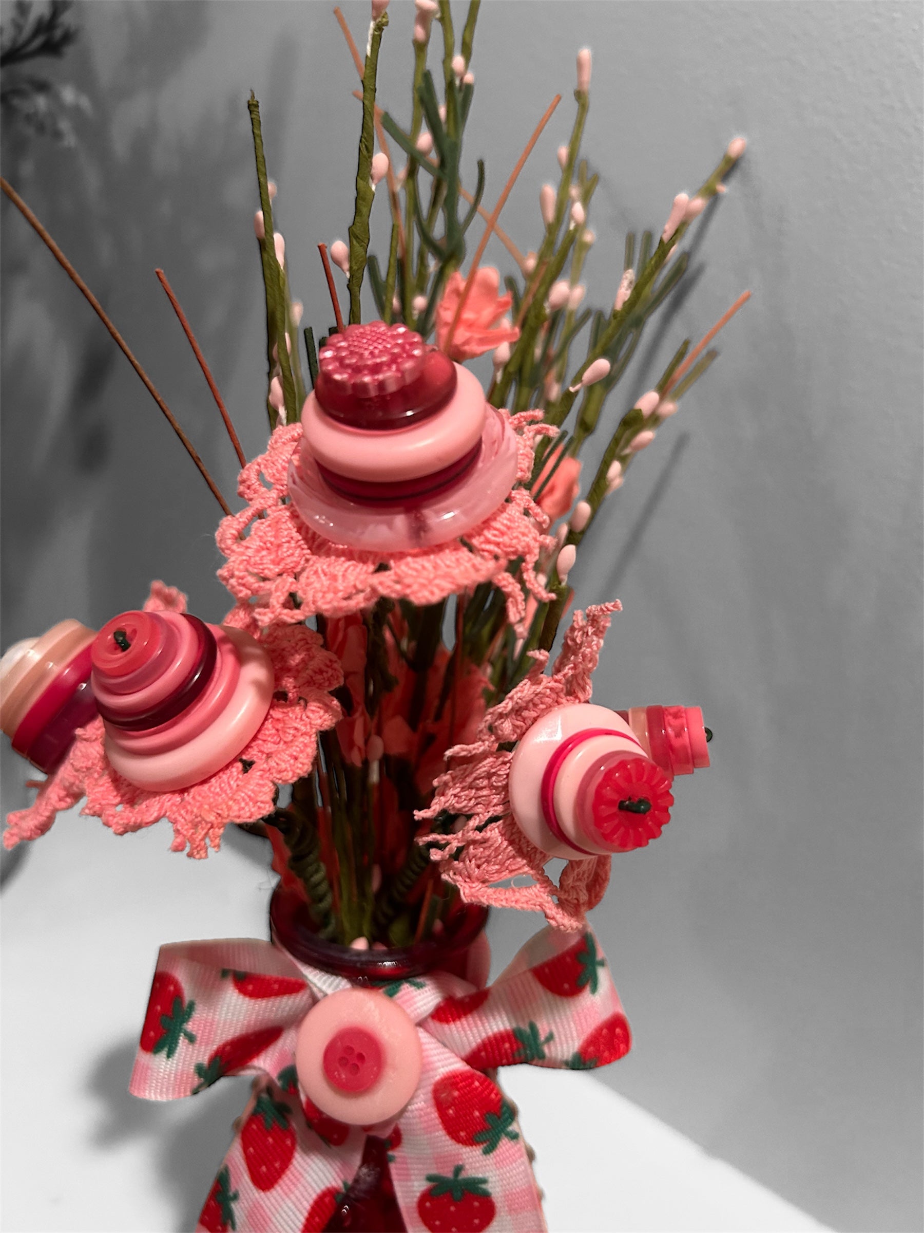 Sweet Strawberry & Button Bouquet