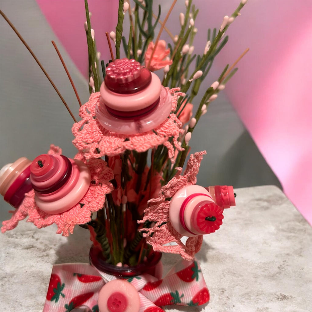 Sweet Strawberry & Button Bouquet