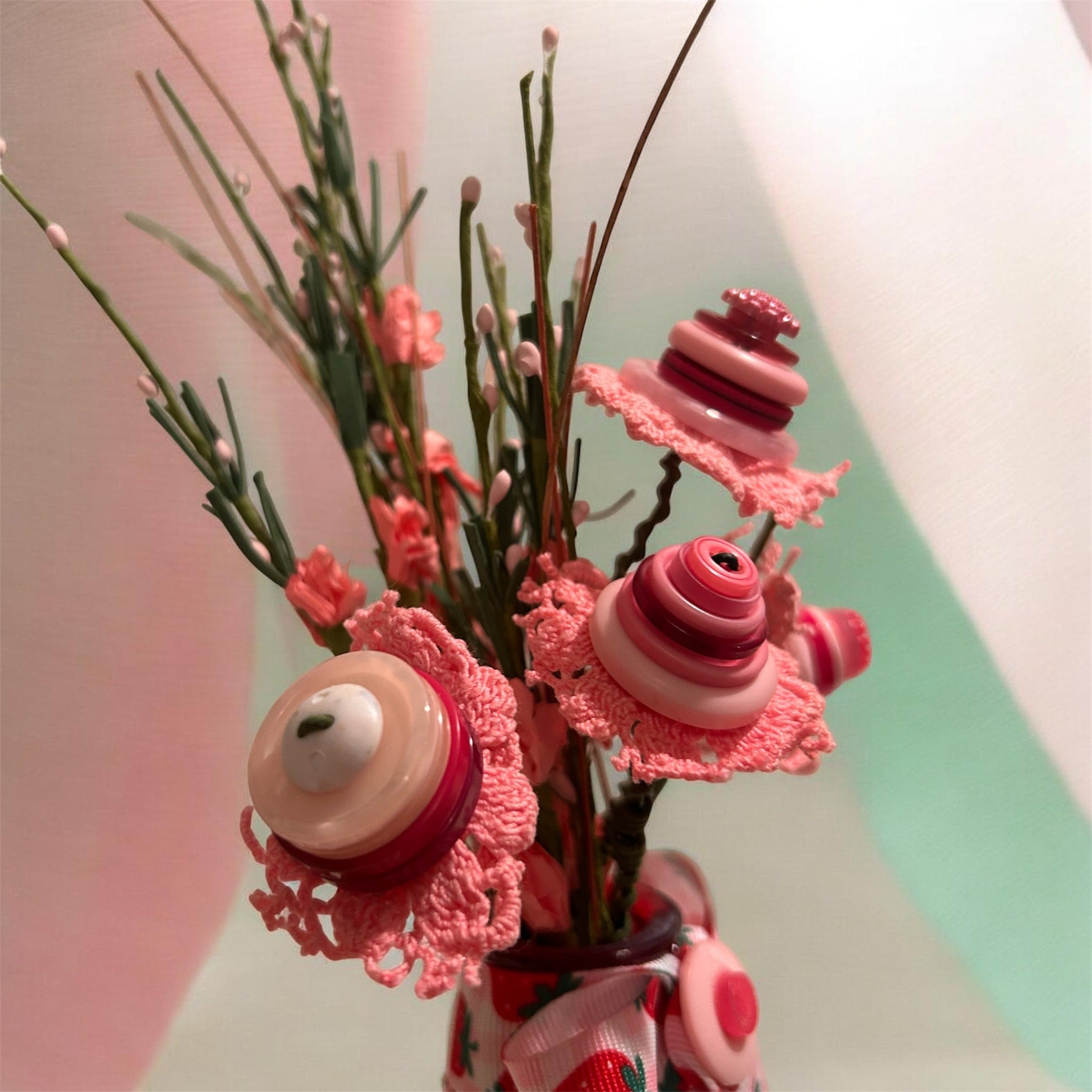 Sweet Strawberry & Button Bouquet