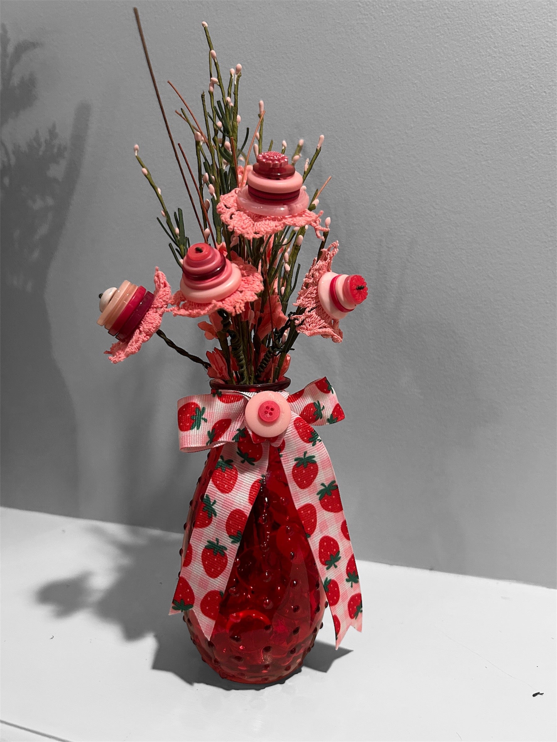 Sweet Strawberry & Button Bouquet