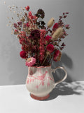 Pink Songbird Porcelain Creamer with "Everlasting" Dried Wildflower Bouquet