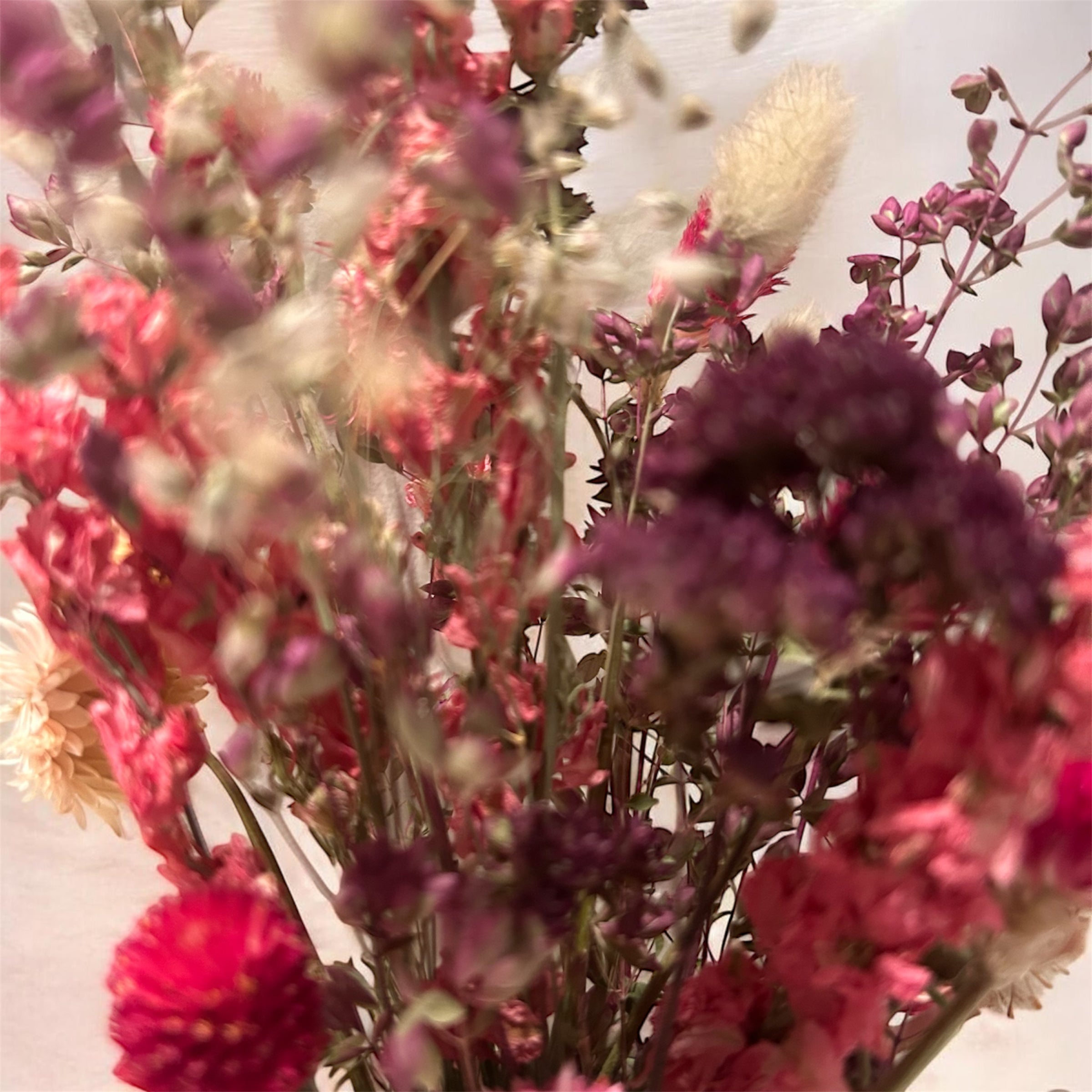Pink Songbird Porcelain Creamer with "Everlasting" Dried Wildflower Bouquet