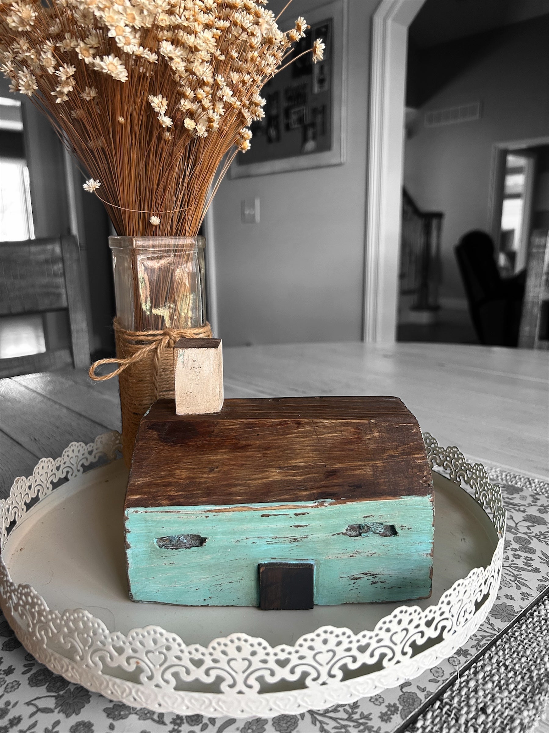 Rustic Distressed Blue Wooden Cabin