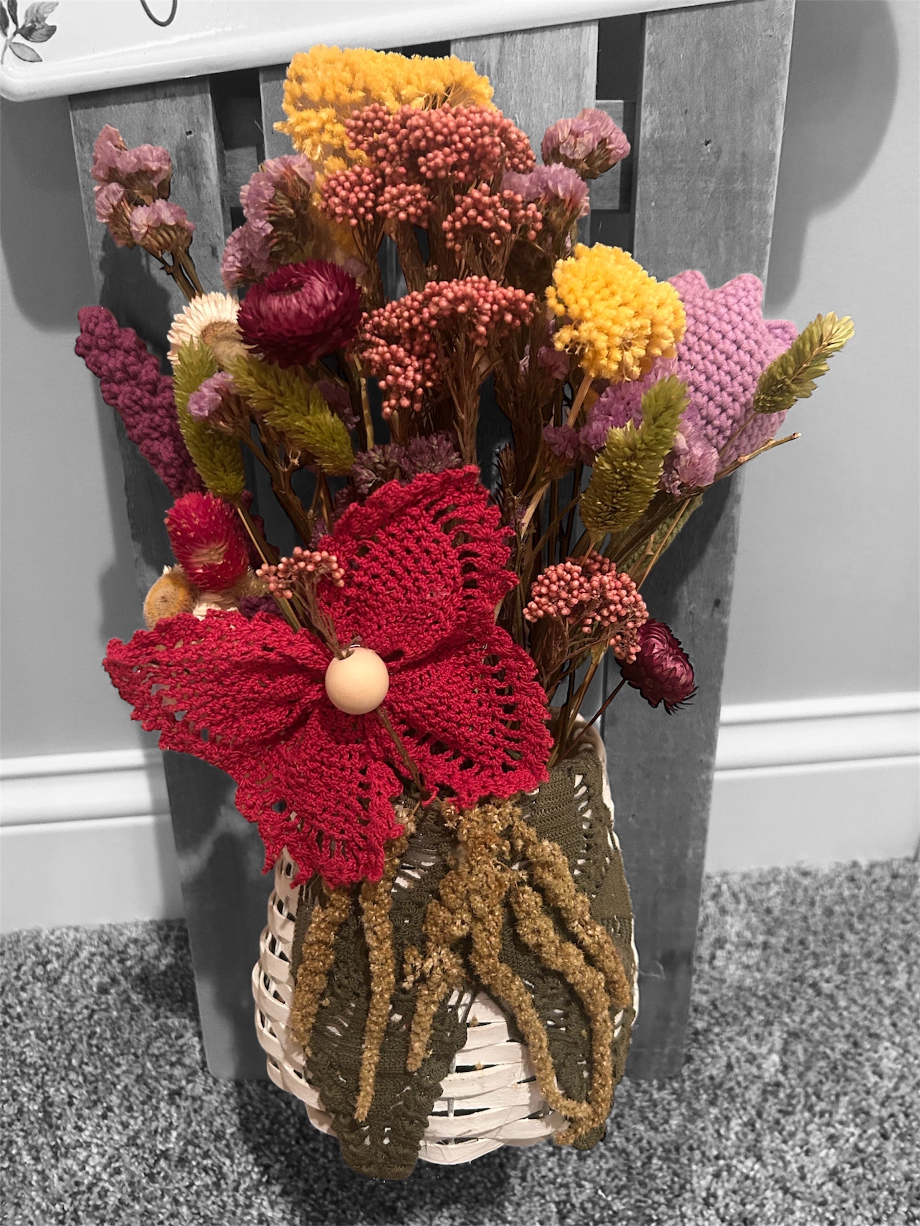 Fresh Flowers Picket Fence hanging - handcrafted