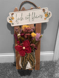 Fresh Flowers Picket Fence hanging - handcrafted